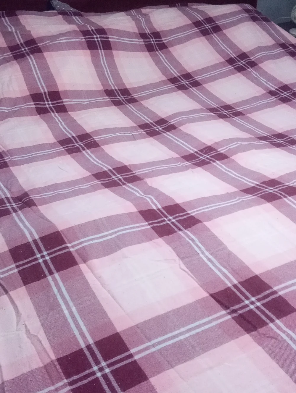Plaid Pink and Maroon Flannel Sheet Set